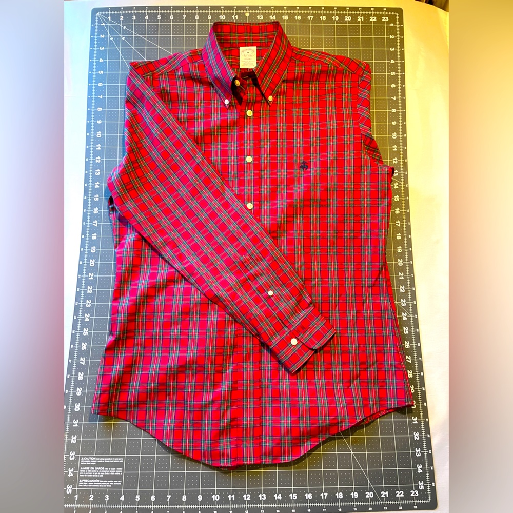 Brooks Brothers | Dress Shirt | Regent Fit Button Down | Red Tartan | Medium